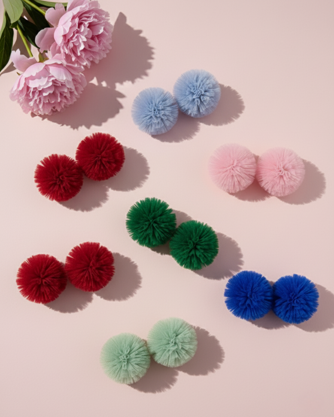 Tulle Pom Pom Hair Accessories – Cute Pigtail & Hair tie