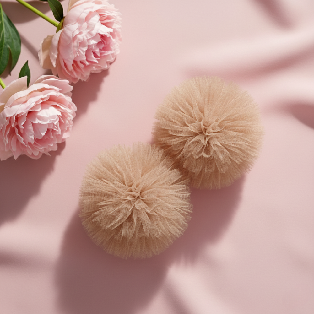 Tulle Pom Pom Hair Accessories – Cute Pigtail & Hair tie