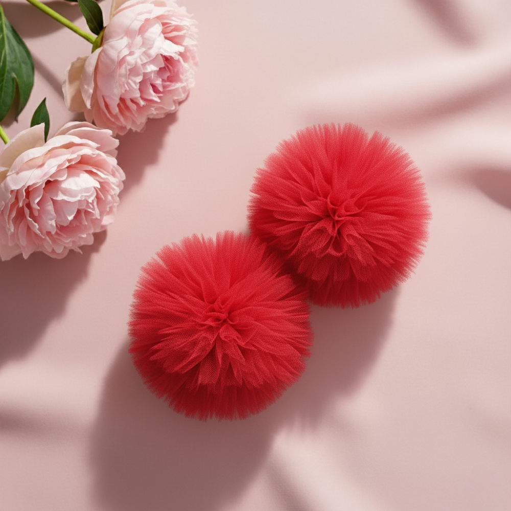Tulle Pom Pom Hair Accessories – Cute Pigtail & Hair tie