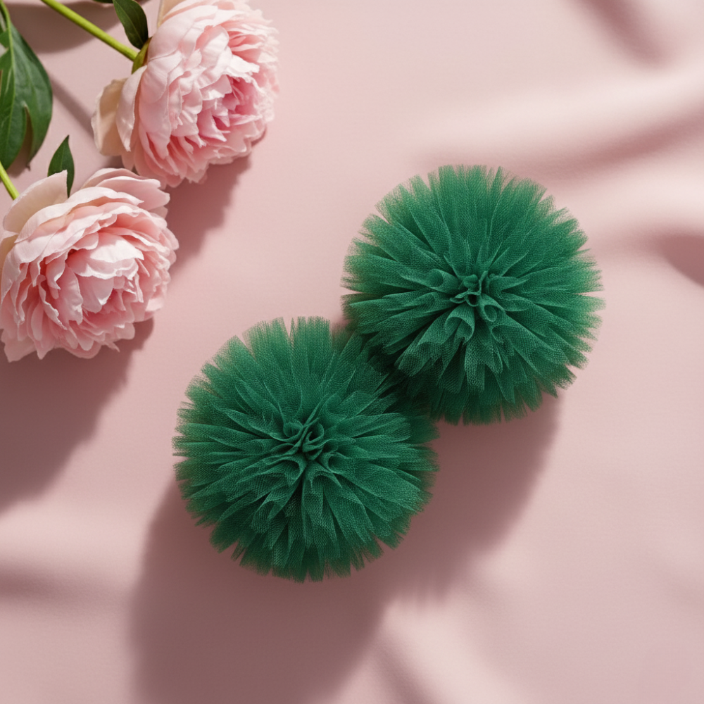 Tulle Pom Pom Hair Accessories – Cute Pigtail & Hair tie