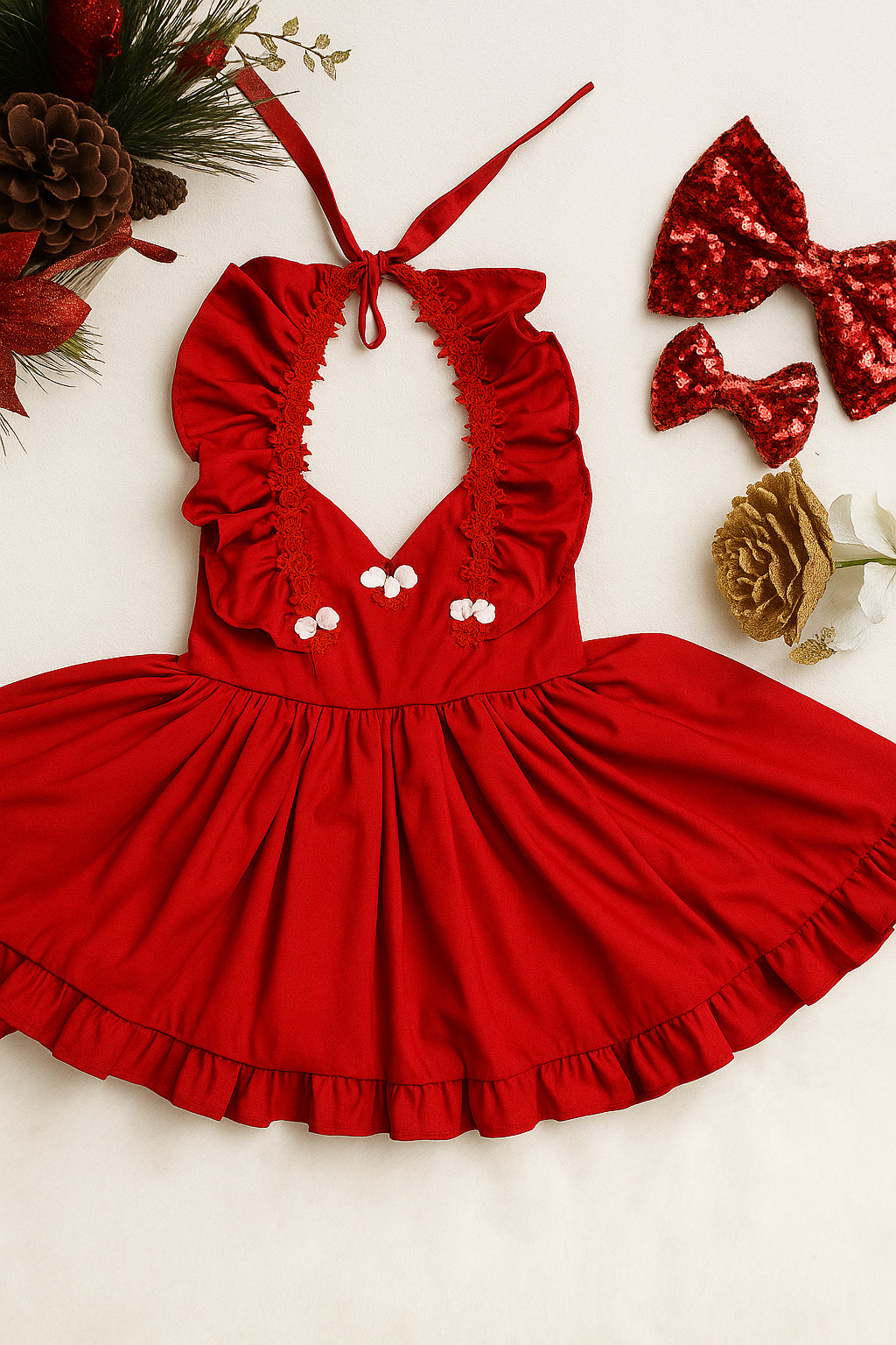 Clementine Ruffle Holiday Kids Dress