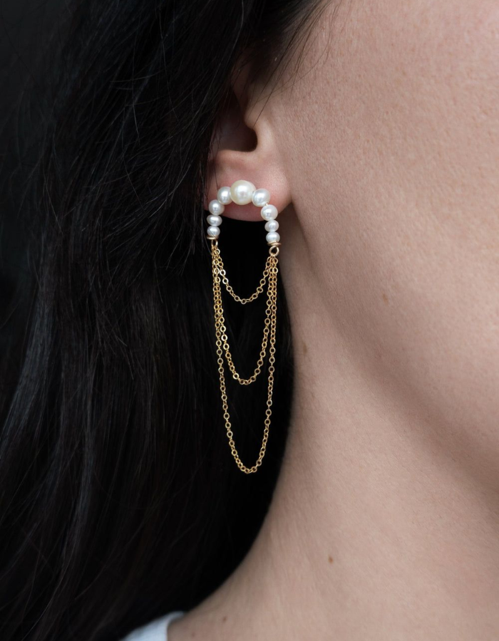 Renuko Pearl Wave Earings Fashion Jewelry
