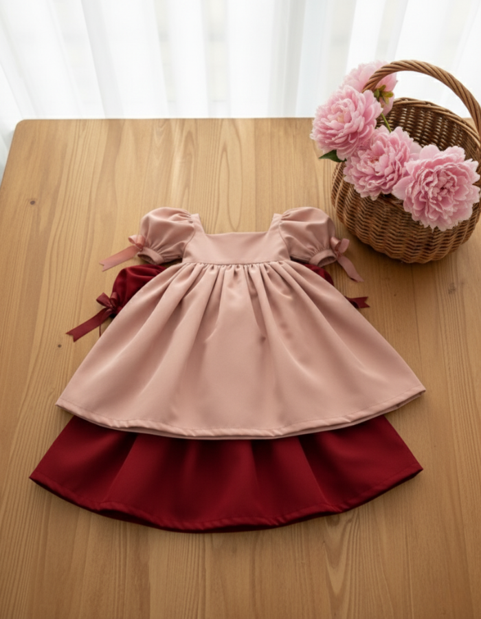 Yellow Rose babydoll Vintage Dress for Kids & Ladies Women Twinning MysonLight