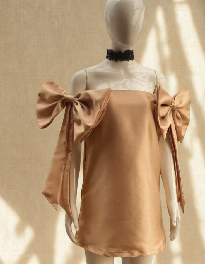 Kendra Off-Shoulder Ladies Bow Dress