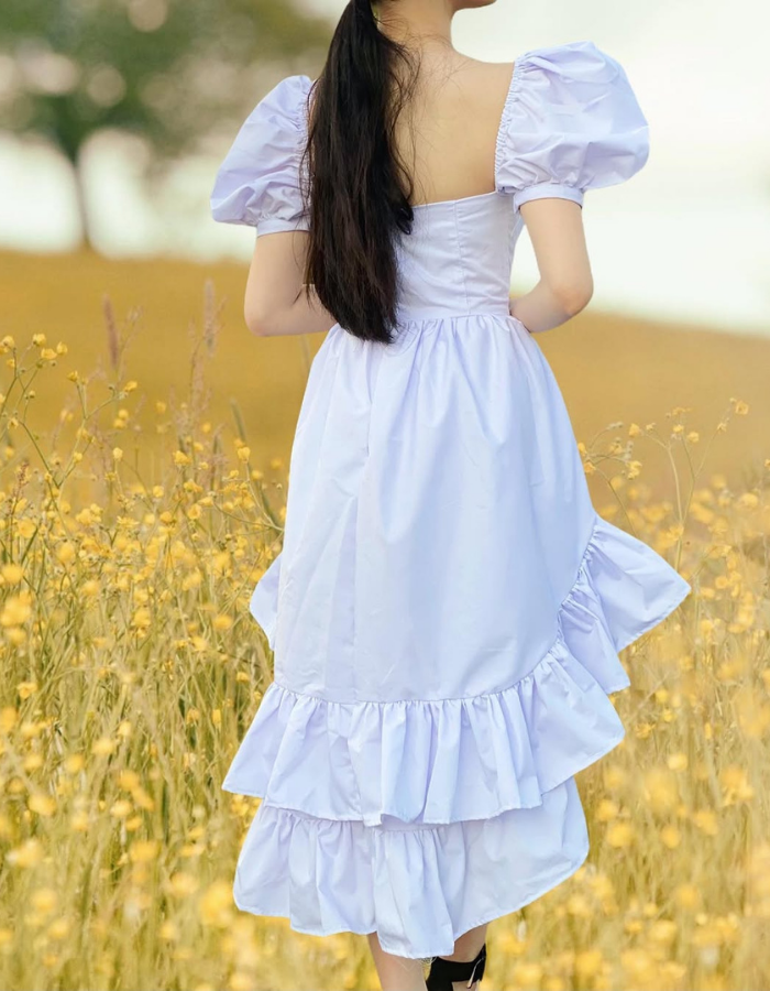 Saffron Puff Sleeve Ruffle Skirt Kids and Women's Dress Twinning MysonLight