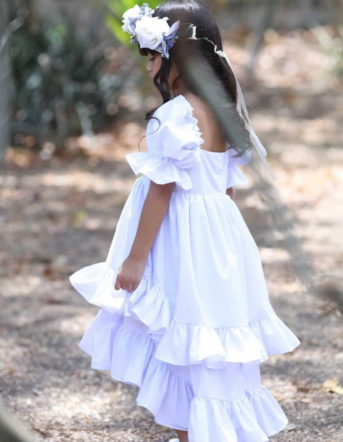 Saffron Puff Sleeve Ruffle Skirt Kids and Women's Dress Twinning MysonLight