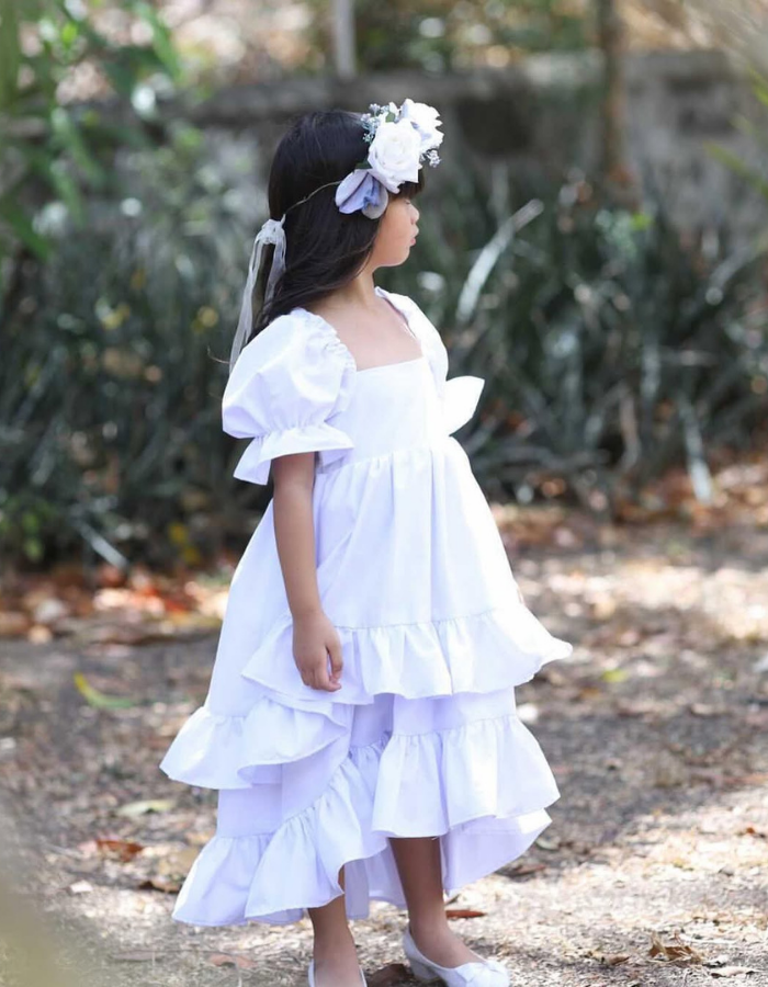 Saffron Puff Sleeve Ruffle Skirt Kids and Women's Dress Twinning MysonLight