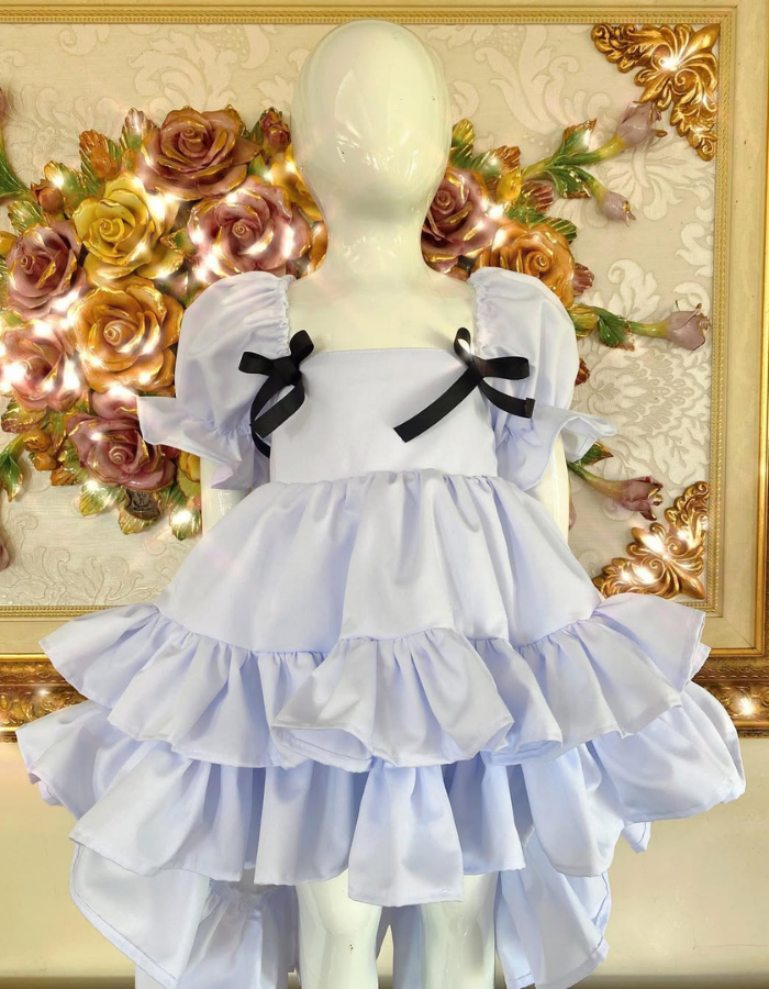 Saffron Puff Sleeve Ruffle Skirt Kids and Women's Dress Twinning MysonLight