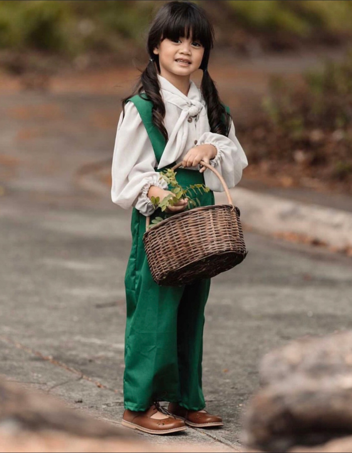 Lavinia Loose Bow Vintage Top And Evvie Suspender Skirt for Kids MysonLight