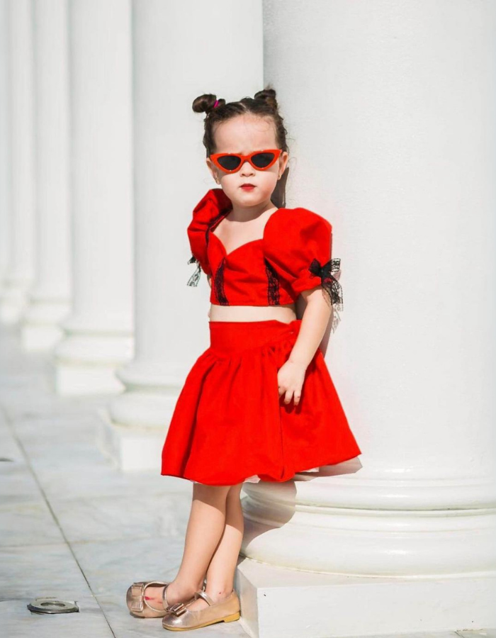 November Kids Dress with Baby Doll Sleeves Top and Skirt MysonLight