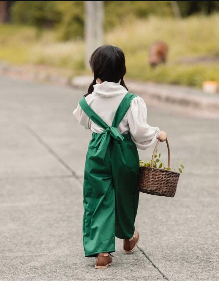 Lavinia Loose Bow Vintage Top And Evvie Suspender Skirt for Kids MysonLight