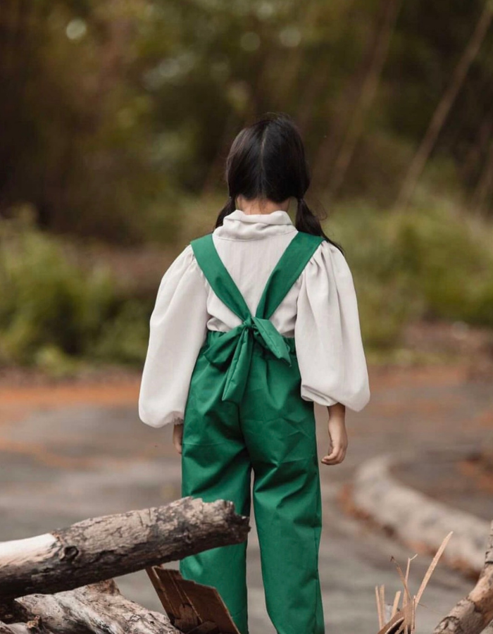 Lavinia Loose Bow Vintage Top And Evvie Suspender Skirt for Kids MysonLight