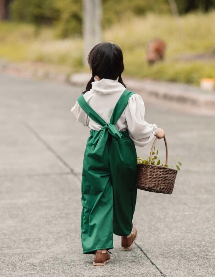 Lavinia Loose Bow Vintage Top And Evvie Suspender Skirt for Kids MysonLight