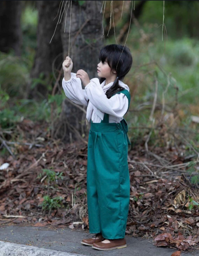 Lavinia Loose Bow Vintage Top And Evvie Suspender Skirt for Kids MysonLight