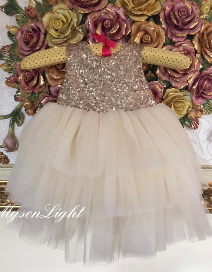 Classic Sequined Bow with Open Back Baby & Kids Gown