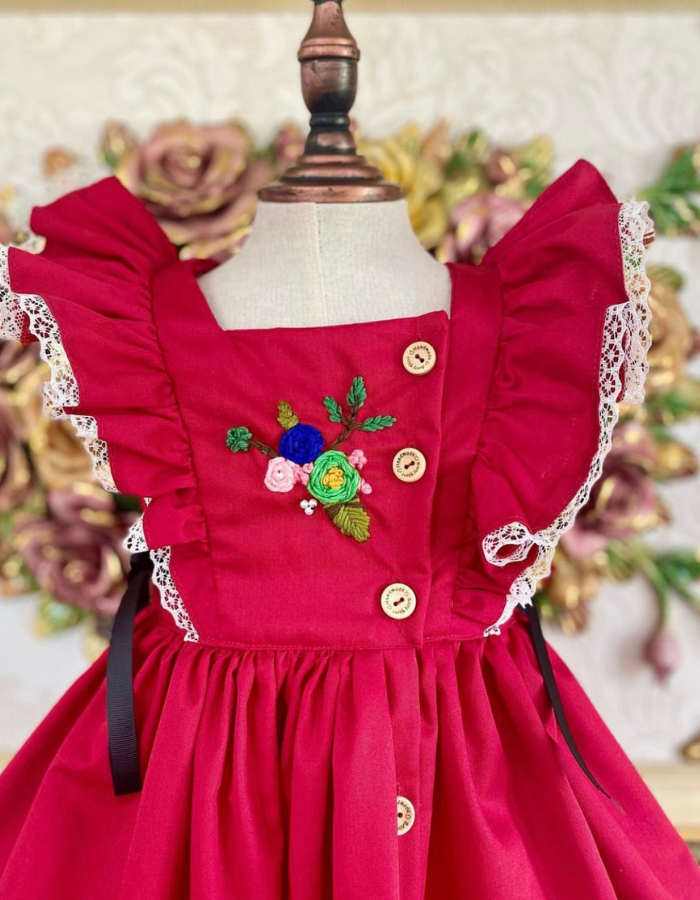 Calla Lily Vintage with Embroidery Kids Dress MysonLight