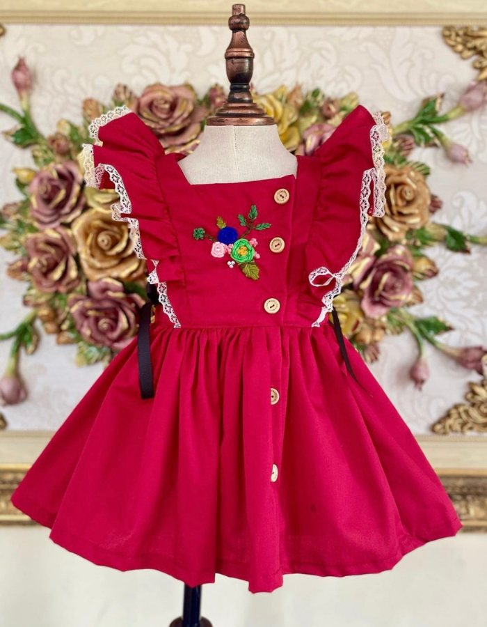 Calla Lily Vintage with Embroidery Kids Dress MysonLight