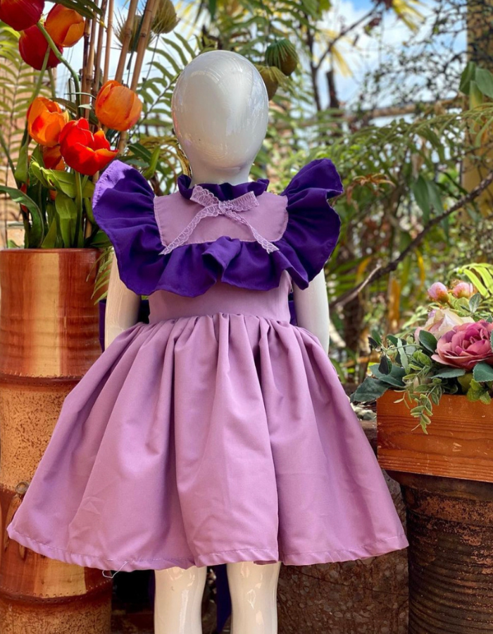 Agathe Ruffle Neck Vintage with Bow Sash Kids Dress MysonLight