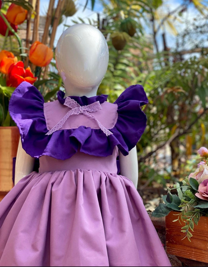 Agathe Ruffle Neck Vintage with Bow Sash Kids Dress MysonLight