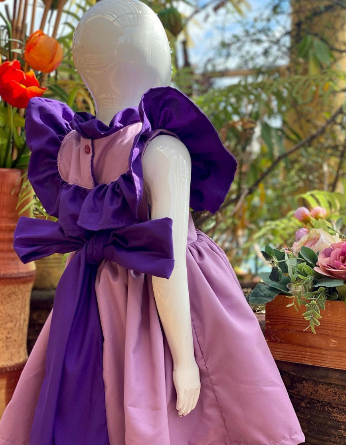 Agathe Ruffle Neck Vintage with Bow Sash Kids Dress MysonLight