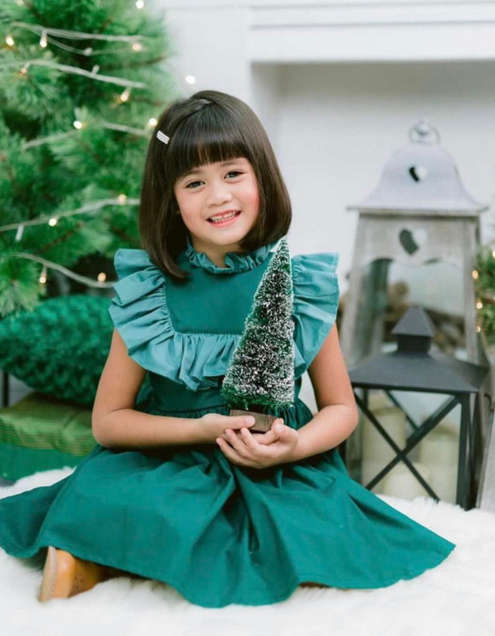 Agathe Ruffle Neck Vintage with Bow Sash Kids Dress MysonLight