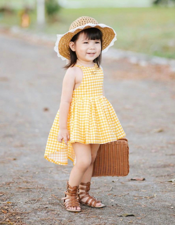 Sunday Strap Backless KIds Dress Checkered MysonLight