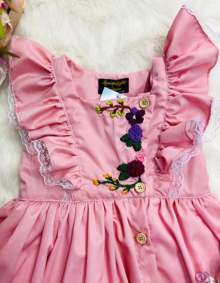 Calla Lily Vintage with Embroidery Kids Dress MysonLight