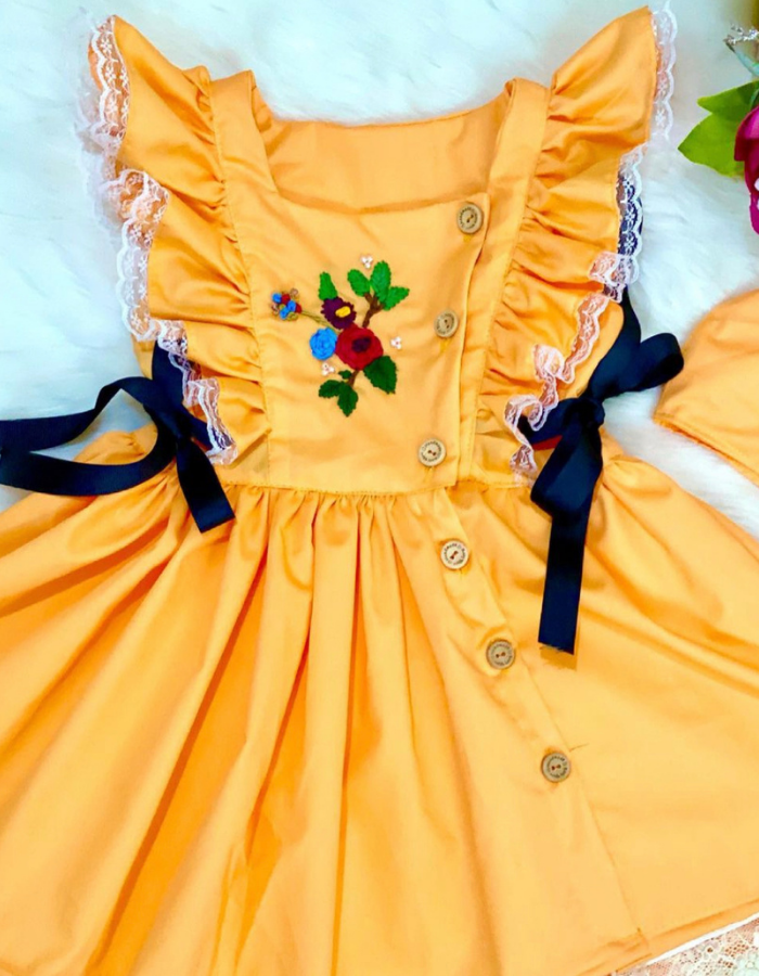 Calla Lily Vintage with Embroidery Kids Dress MysonLight