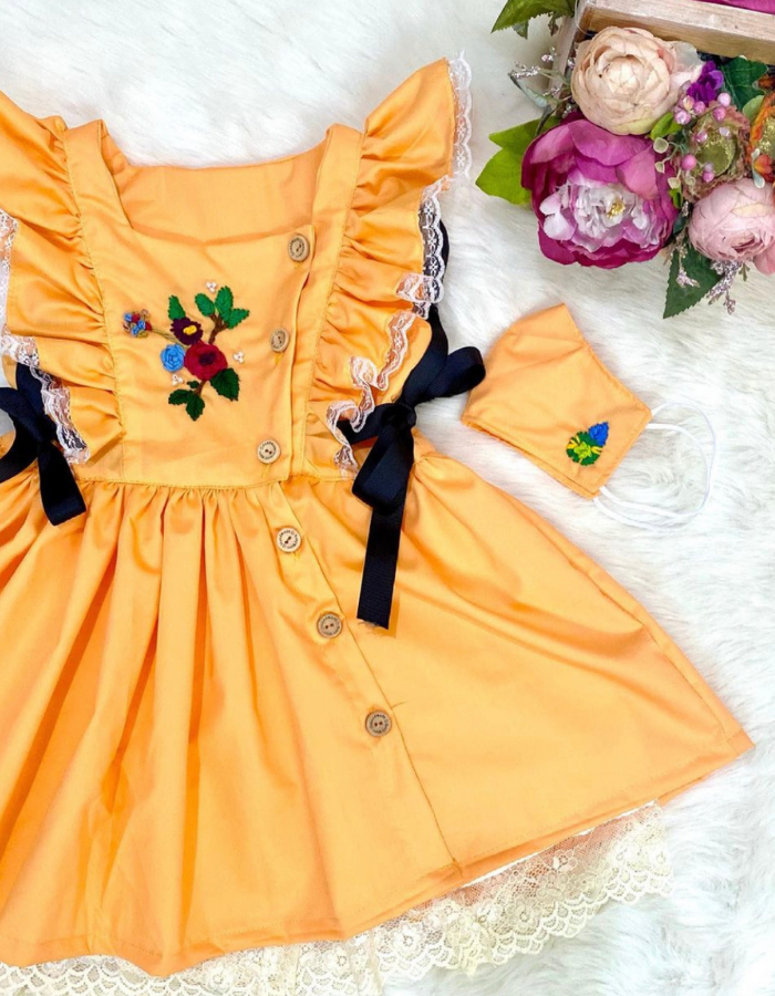 Calla Lily Vintage with Embroidery Kids Dress MysonLight