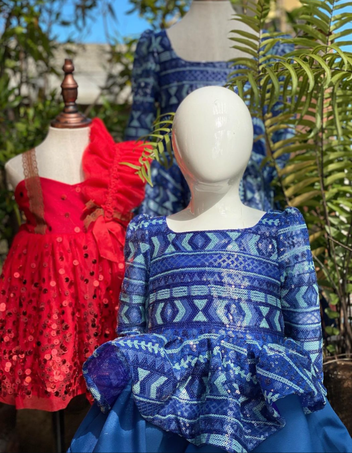 Thearose Blue Tulip Kids Dress Gown