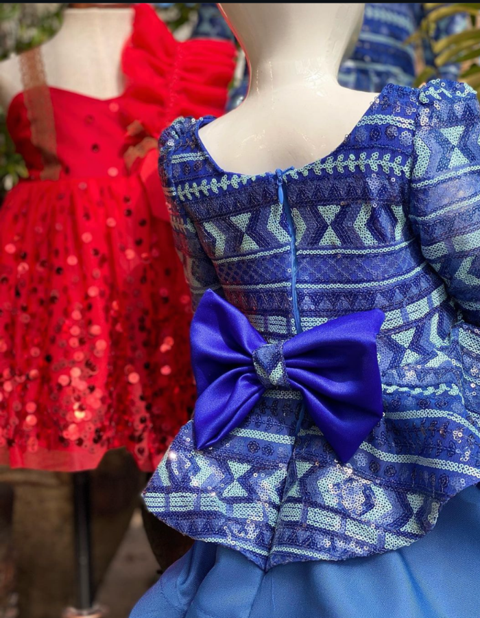 Thearose Blue Tulip Kids Dress Gown