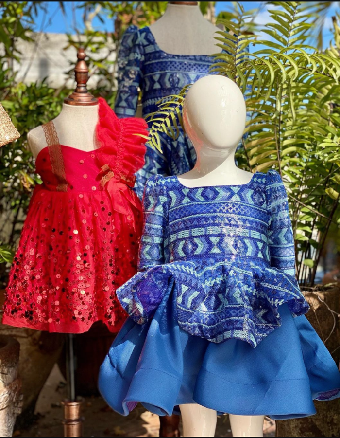 Thearose Blue Tulip Kids Dress Gown