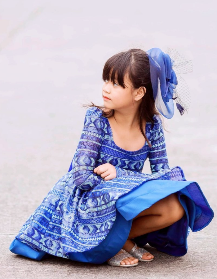 Thearose Blue Tulip Kids Dress Gown