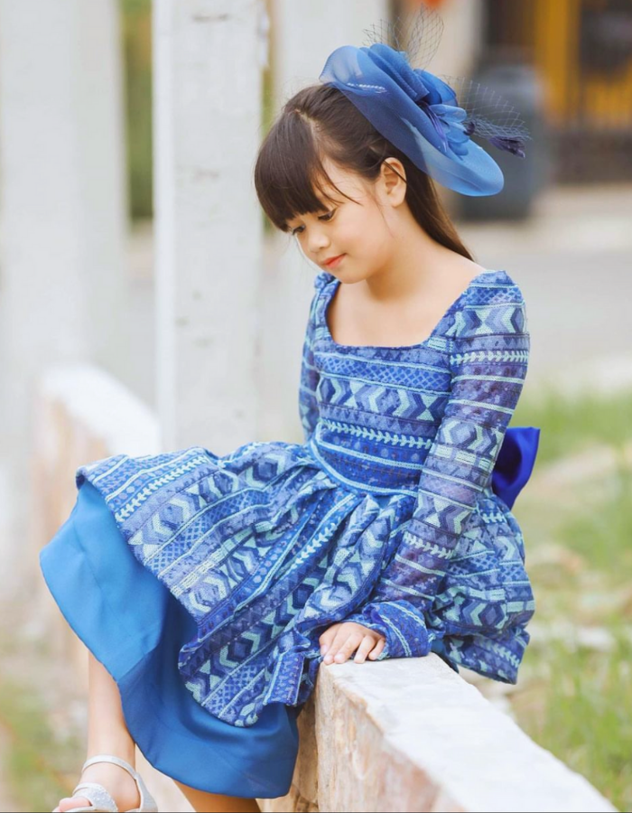 Thearose Blue Tulip Kids Dress Gown