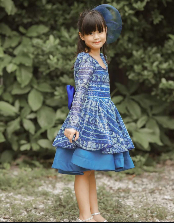 Thearose Blue Tulip Kids Dress Gown
