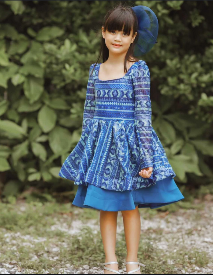Thearose Blue Tulip Kids Dress Gown
