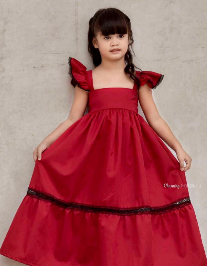 Angelina Ruffle Maxi Dress For Kids & Women MysonLight Twinning