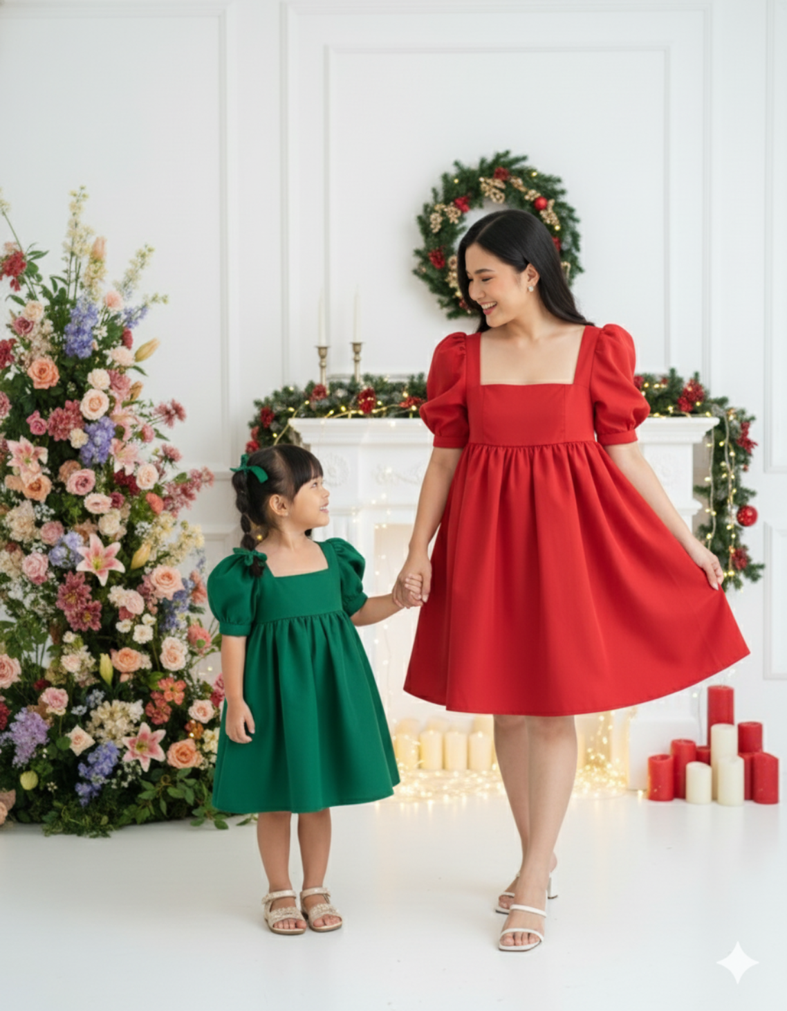 Yellow Rose babydoll Vintage Dress for Kids & Ladies Women Twinning MysonLight