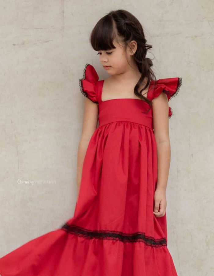 Angelina Ruffle Maxi Dress For Kids & Women MysonLight Twinning