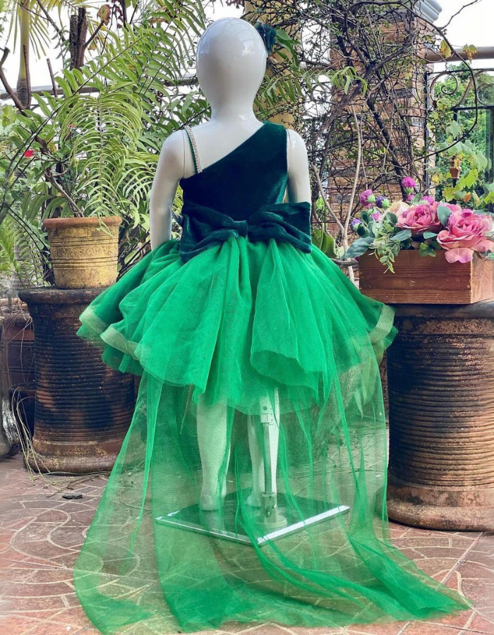 Fiona Short Skirt Kids Gown with Bow Tail