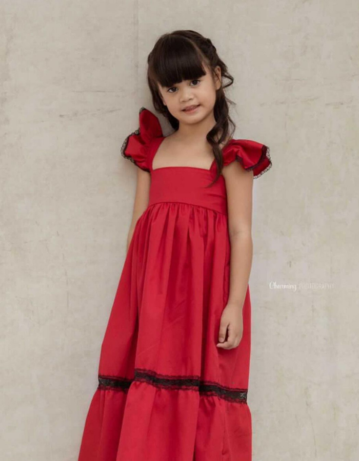 Angelina Ruffle Maxi Dress For Kids & Women MysonLight Twinning