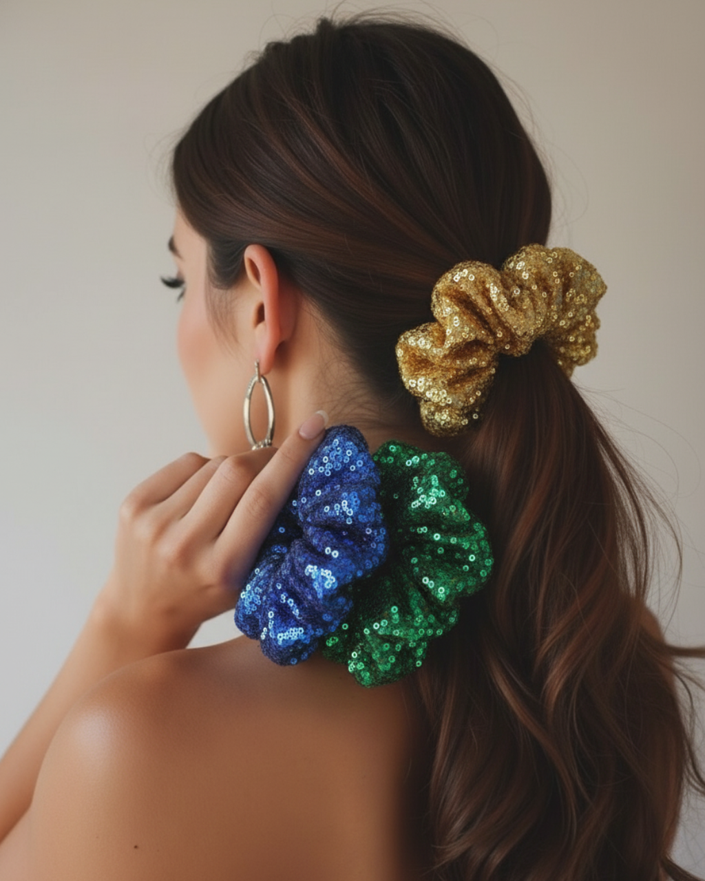 Vivary Sequined Hair Scrunchie | Luxury Look Scrunchies