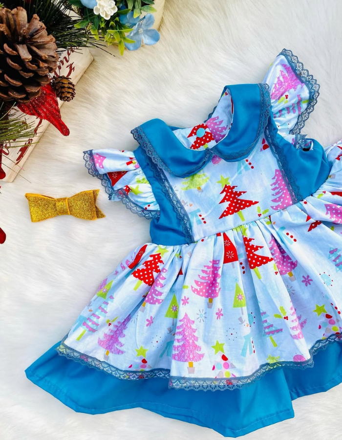 Georgia Vintage Ruffle with Tie-belt Sash Kids Dress MysonLight