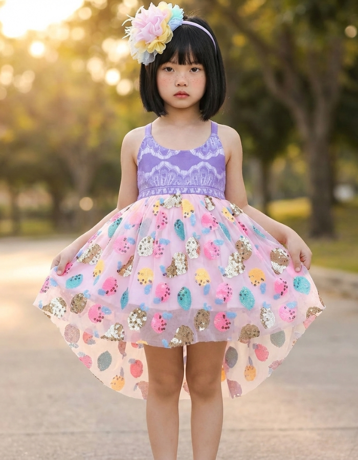 Julia Lavender & Fruits Kids Dress