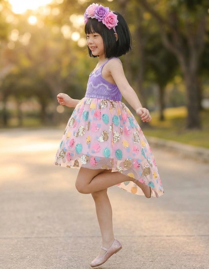 Julia Lavender & Fruits Kids Dress