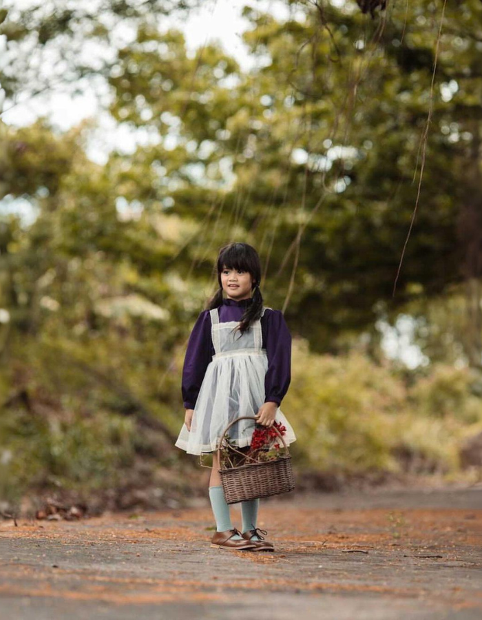 Fawn Vintage Tulle Apron Pinafore with Agathe Vintage Ruffle Kids Dress Set
