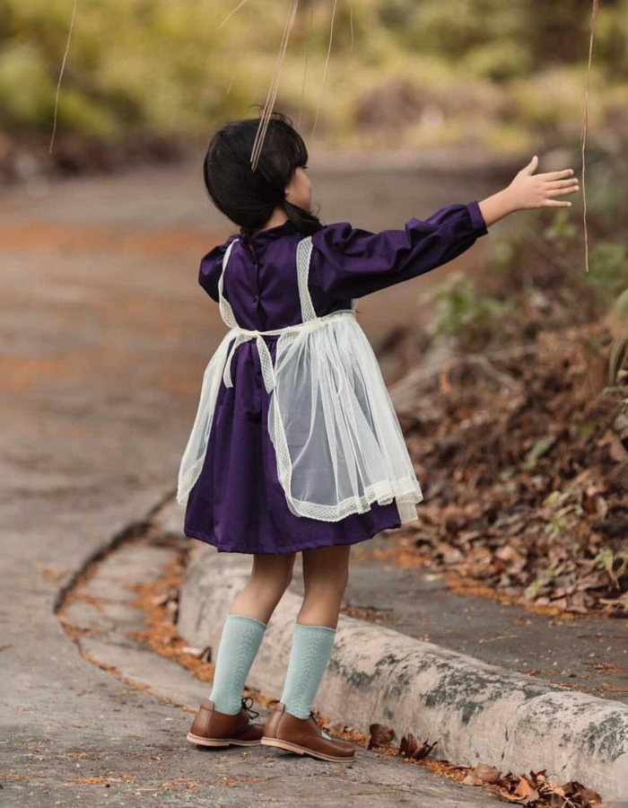 Fawn Vintage Tulle Apron Pinafore with Agathe Vintage Ruffle Kids Dress Set