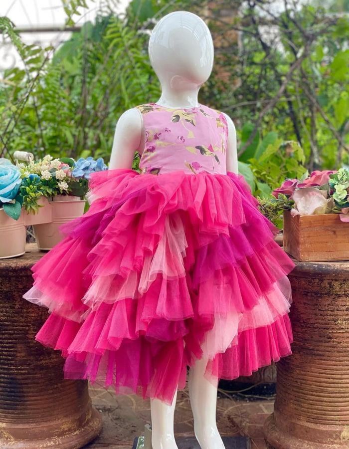 Lovi Tulle Wave Tulle Kids Cocktail Dress