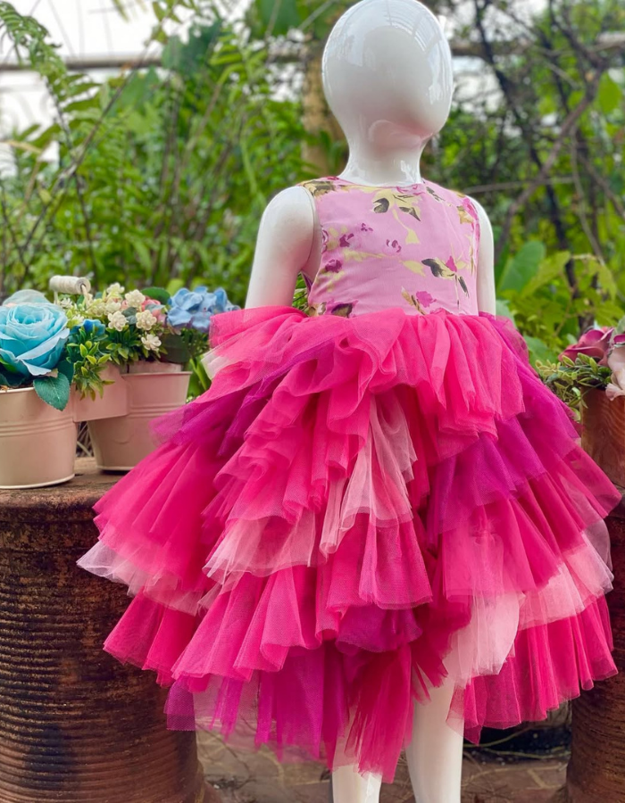 Lovi Tulle Wave Tulle Kids Cocktail Dress