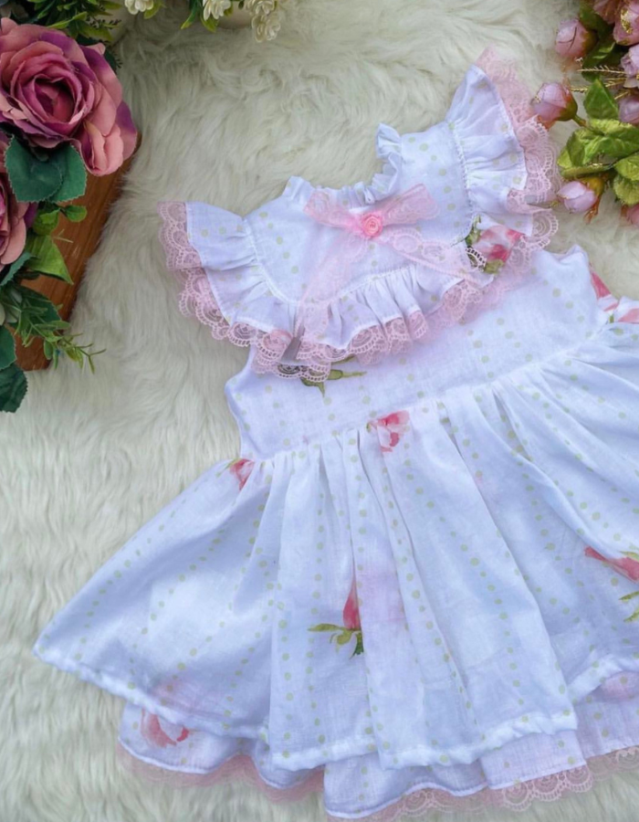 Agathe Ruffle Neck Vintage with Bow Sash Kids Dress MysonLight
